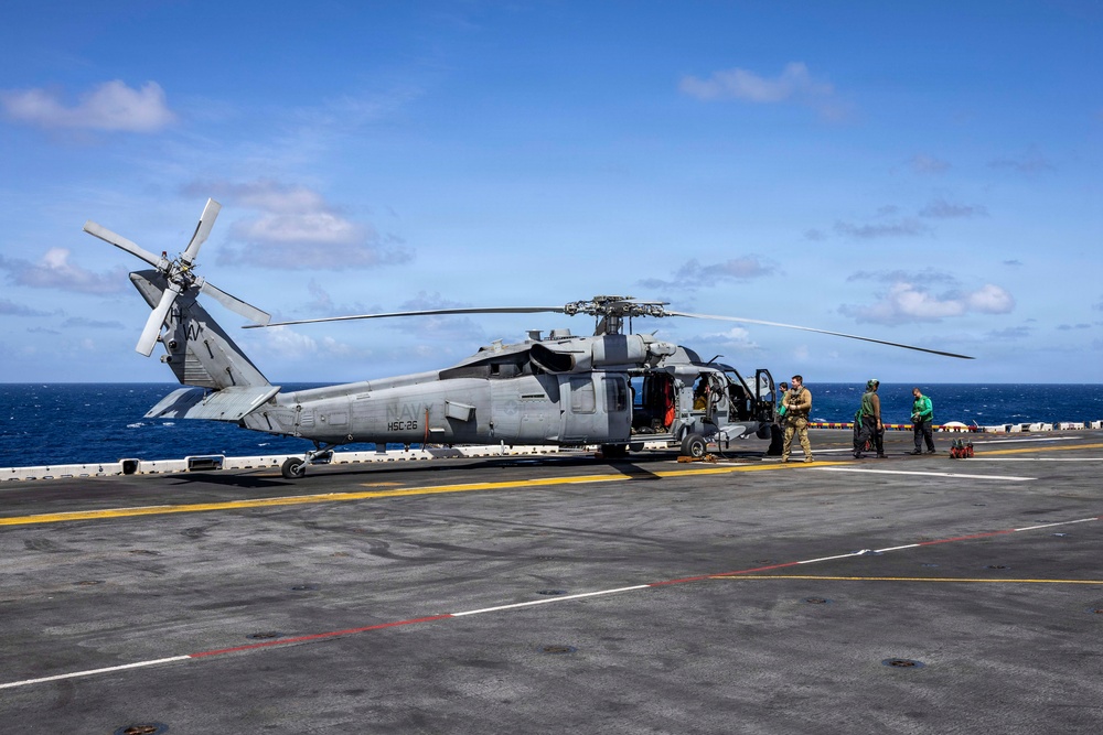 USS Iwo Jima Sailors Conduct MH-60S Seahawk Pre-flight Checks