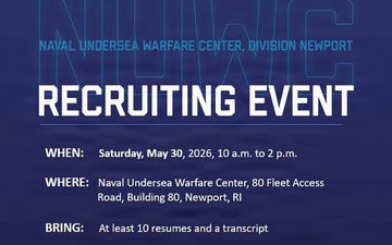 NUWC Division Newport will host in-person hiring event on May 30