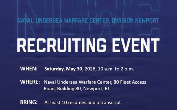 NUWC Division Newport will host in-person hiring event on May 30