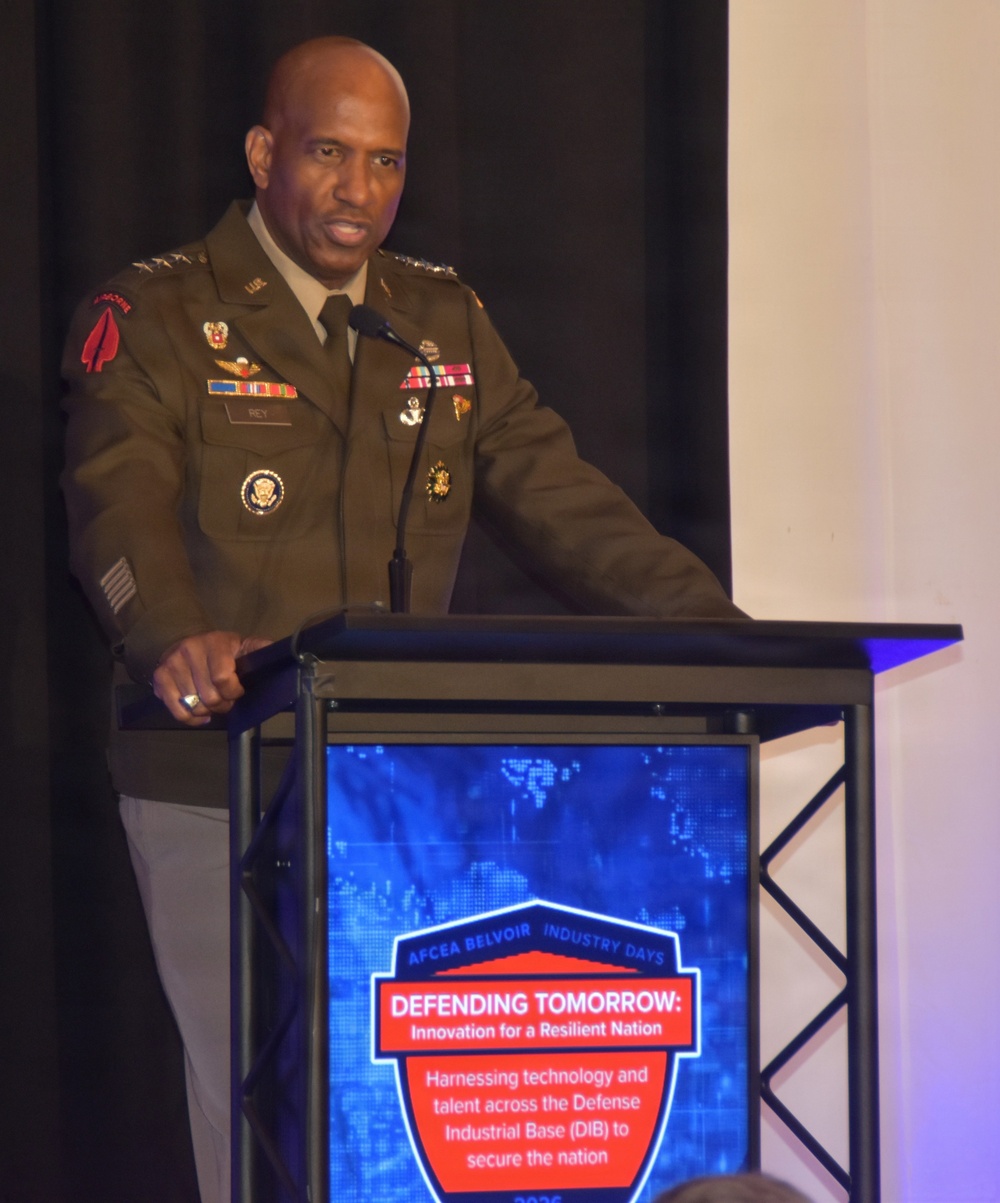 Army Deputy Chief of Staff, G-6, Lieutenant General Jeth Rey, speaks at AFCEA BELVOIR Industry Day 2026