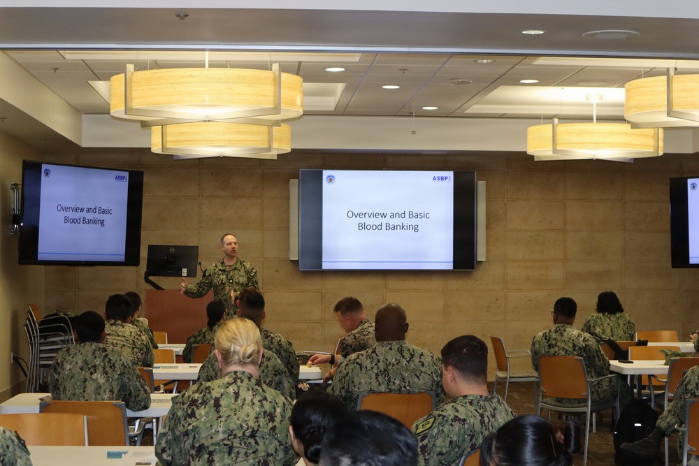 Navy medical personnel aboard MCB Camp Pendleton train on walking blood bank operations at NHCP