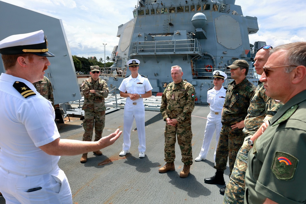USS Wayne E. Meyer Hosts Foreign Defense Attaché Tour
