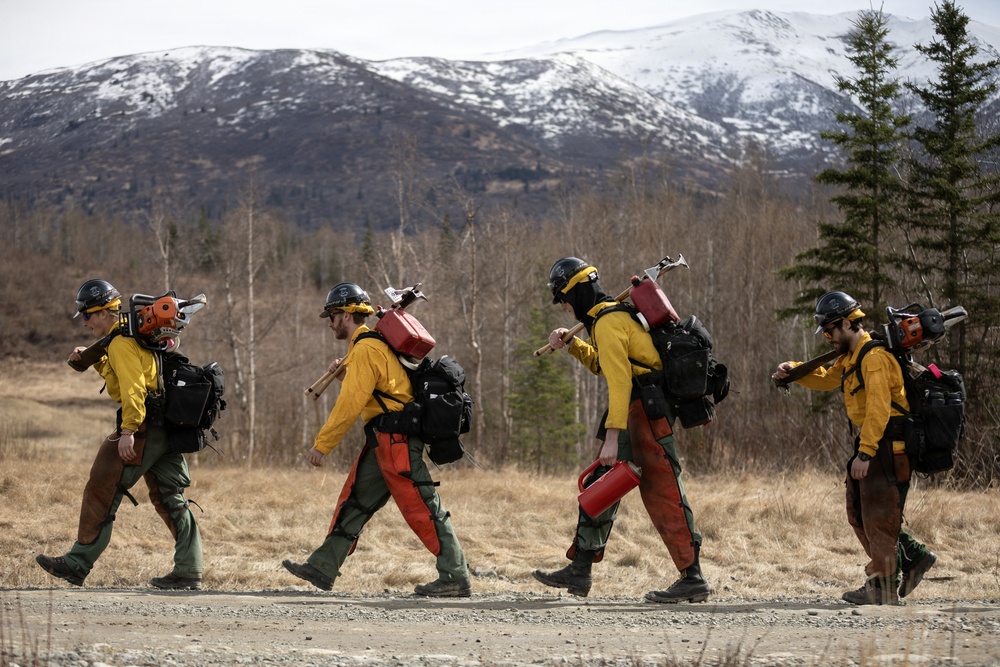 Alaska Air National Guard, Air Force, and State of Alaska Division of Forestry and Fire Protection firefighters team up during controlled burns
