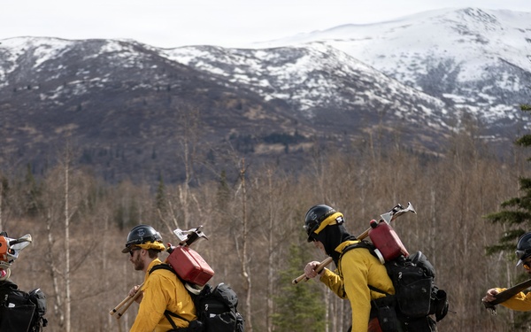 Alaska Air National Guard, Air Force, and State of Alaska Division of Forestry and Fire Protection firefighters team up during controlled burns