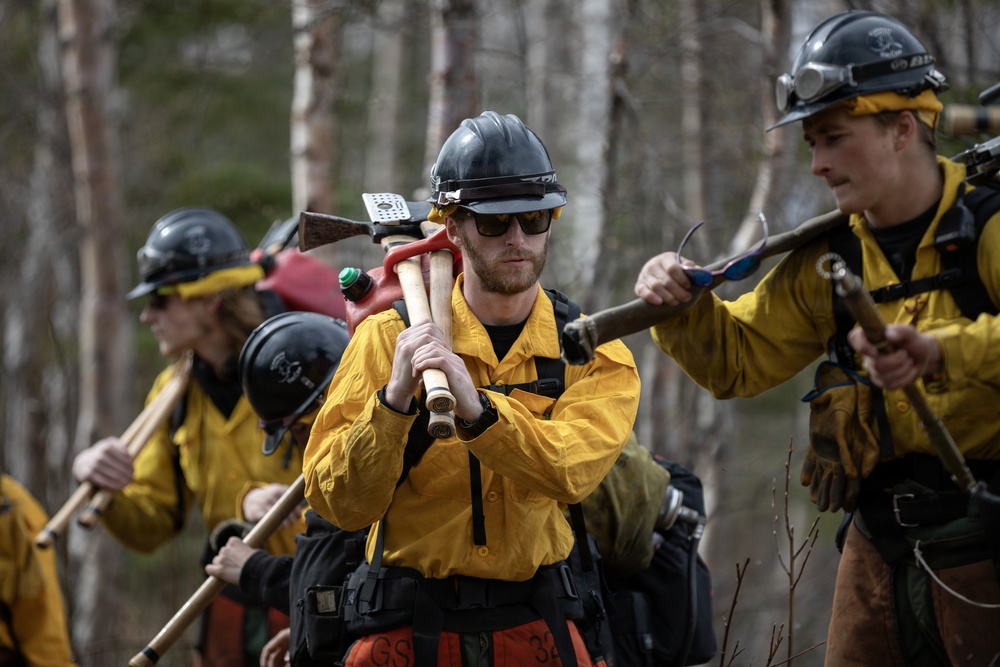 Alaska Air National Guard, Air Force, and State of Alaska Division of Forestry and Fire Protection firefighters team up during controlled burns