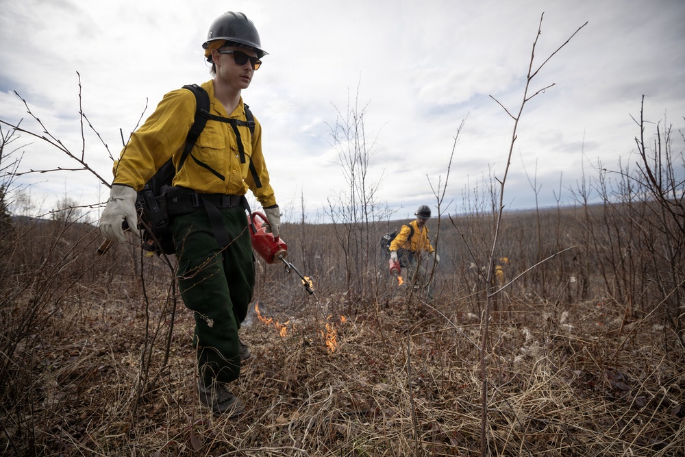 Alaska Air National Guard, Air Force, and State of Alaska Division of Forestry and Fire Protection firefighters team up during controlled burns