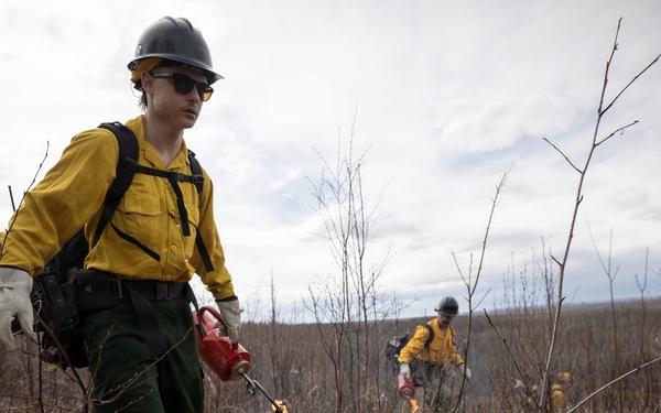 Alaska Air National Guard, Air Force, and State of Alaska Division of Forestry and Fire Protection firefighters team up during controlled burns