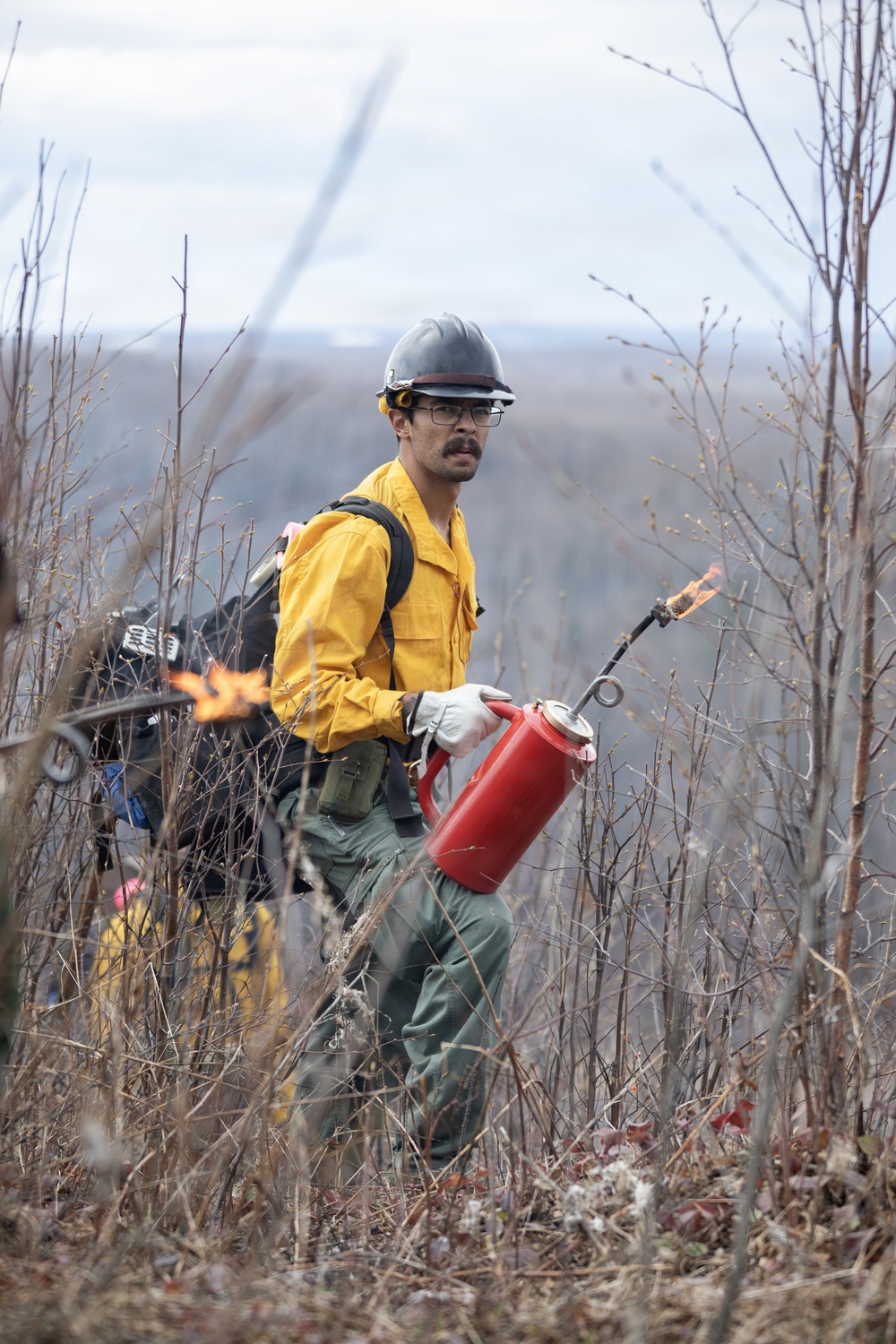 Alaska Air National Guard, Air Force, and State of Alaska Division of Forestry and Fire Protection firefighters team up during controlled burns