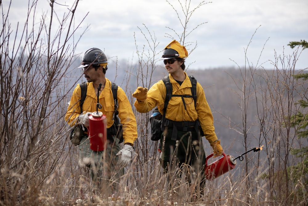 Alaska Air National Guard, Air Force, and State of Alaska Division of Forestry and Fire Protection firefighters team up during controlled burns