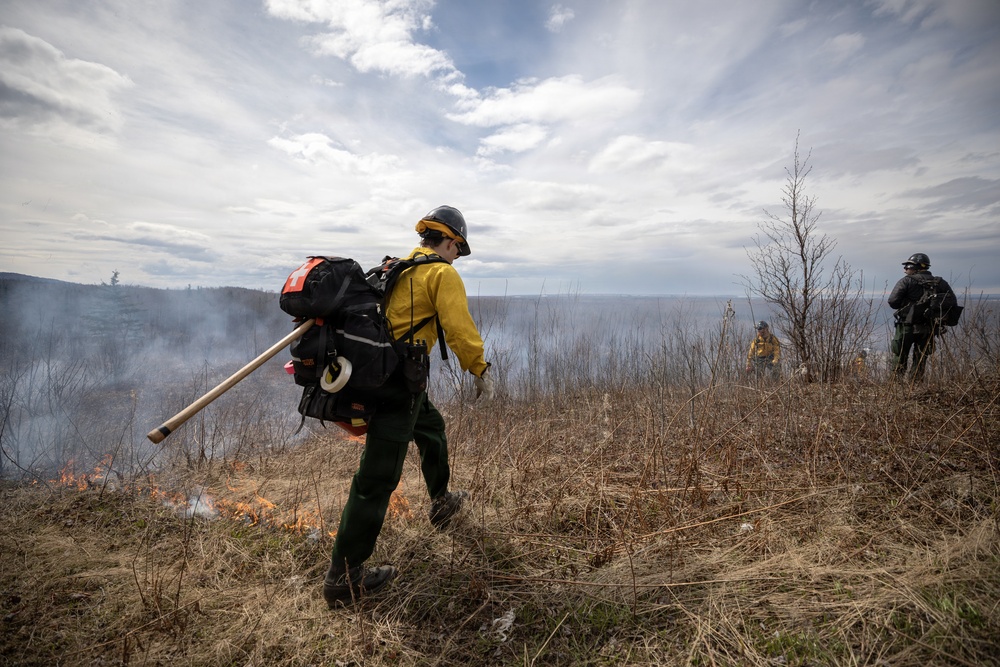 Alaska Air National Guard, Air Force, and State of Alaska Division of Forestry and Fire Protection firefighters team up during controlled burns
