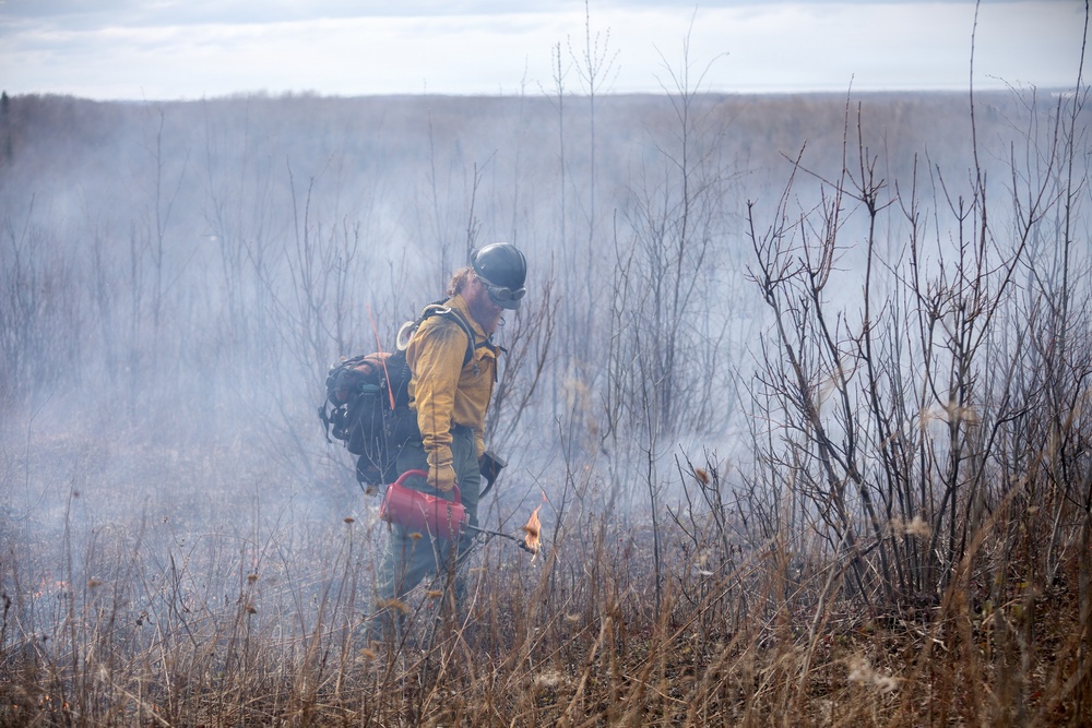 Alaska Air National Guard, Air Force, and State of Alaska Division of Forestry and Fire Protection firefighters team up during controlled burns