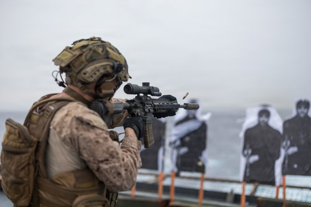 11th MEU Marines, Sailors Conduct Combat Marksmanship Training Aboard USS Comstock
