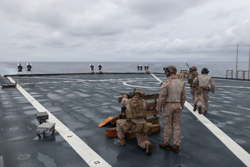 11th MEU Marines, Sailors Conduct Combat Marksmanship Training Aboard USS Comstock