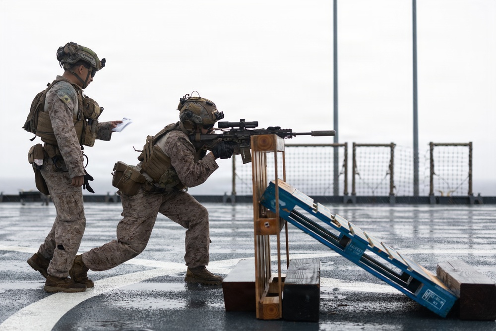 11th MEU Marines, Sailors Conduct Combat Marksmanship Training Aboard USS Comstock