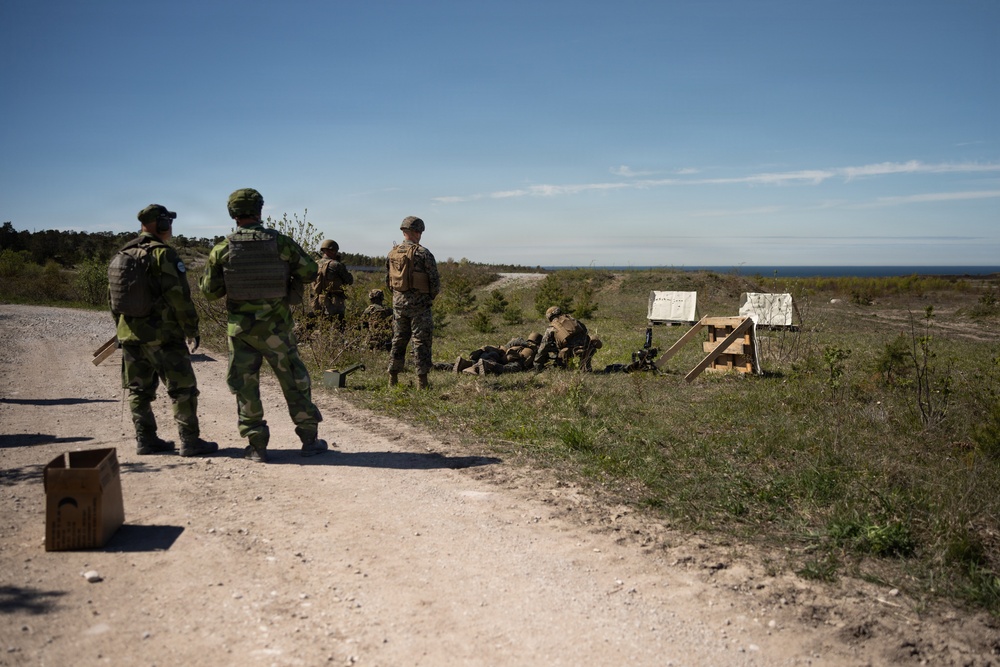 U.S. Marines execute machine gun range in Sweden