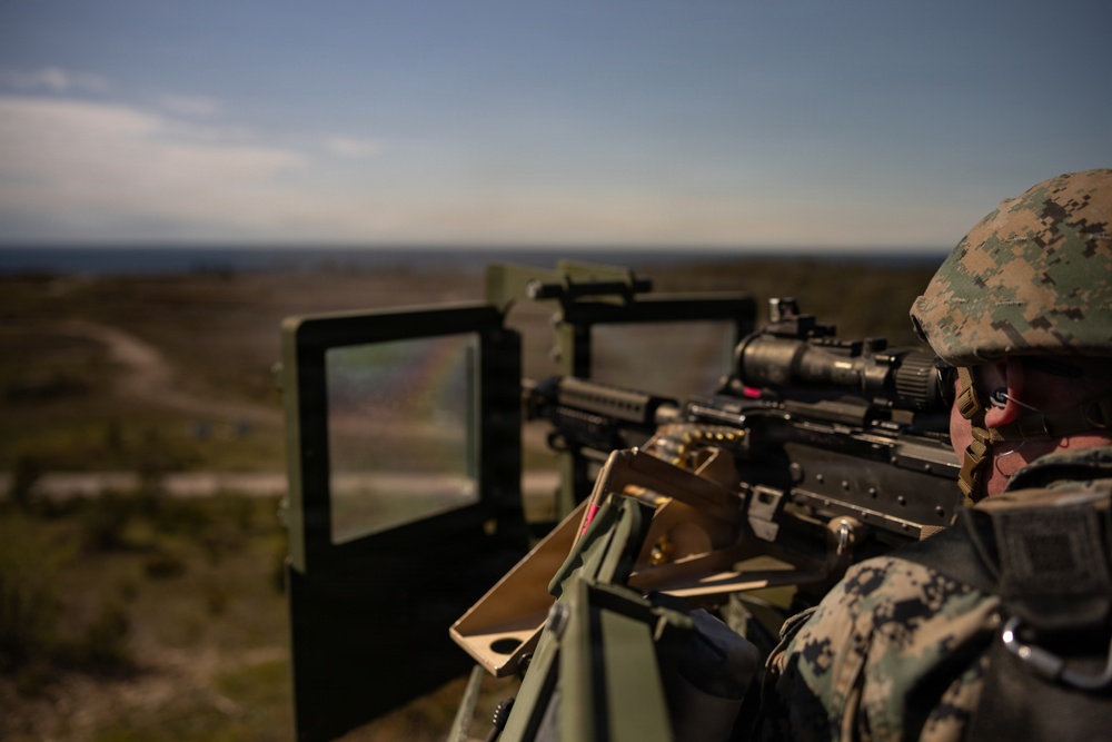 U.S. Marines execute machine gun range in Sweden
