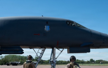 B-1B Lancers takeoff for conditioning flight
