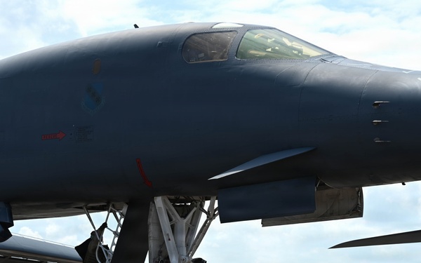 Lancer Bomber lifts off for conditioning flight