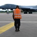Lancer Bomber lifts off for conditioning flight