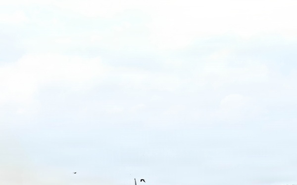 Lancer Bomber lifts off for conditioning flight