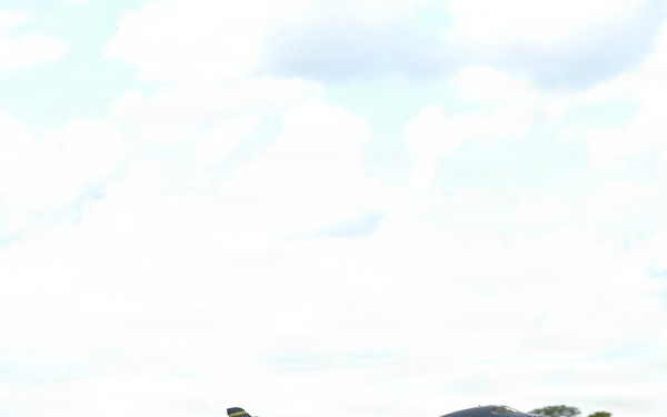 Lancer Bomber lifts off for conditioning flight