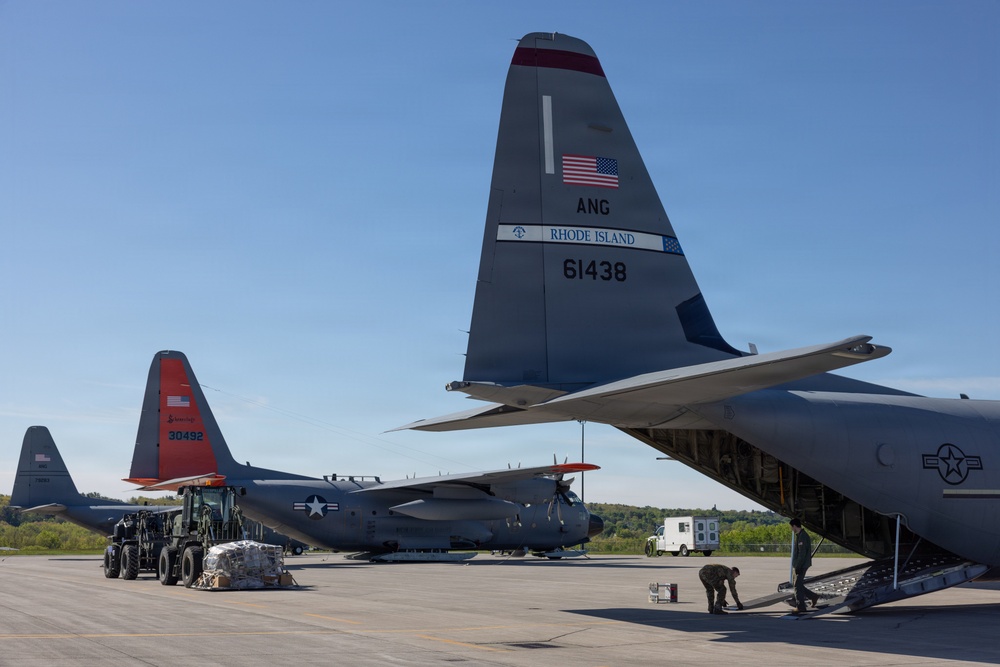 Aerial Port Loading All-Terrain Forklift on AC-130J Ghostrider