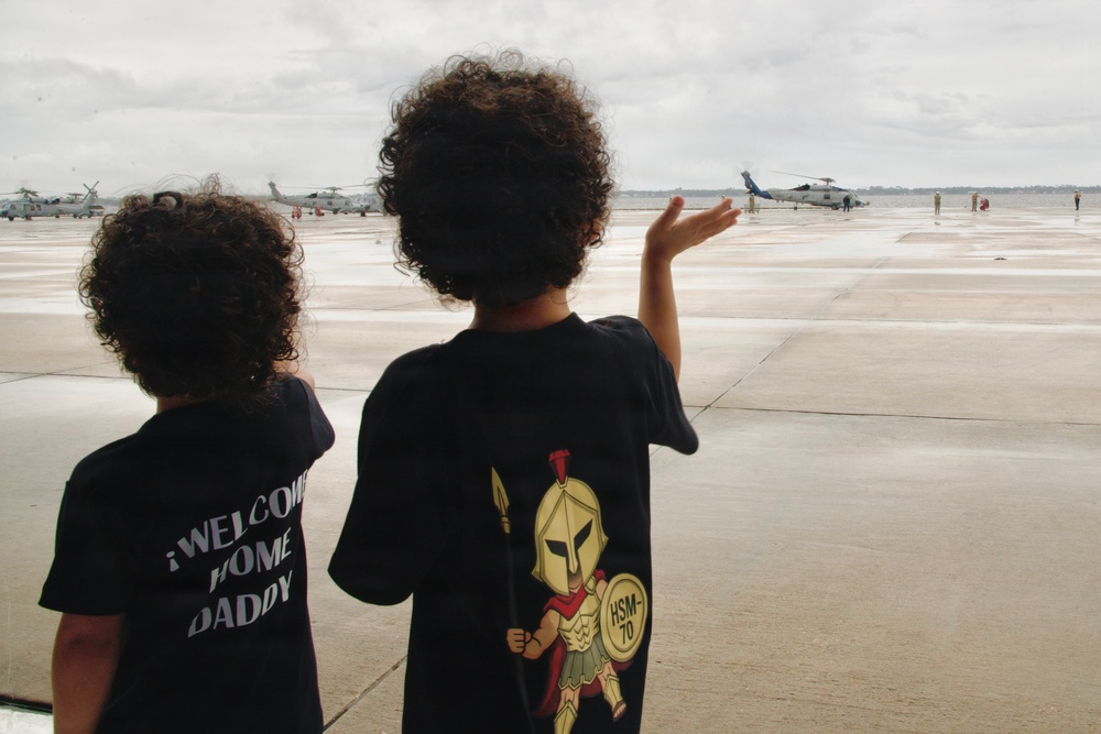 Helicopter Maritime Strike Squadron (HSM) 70 “Spartans" Returns Home to Naval Air Station Jacksonville