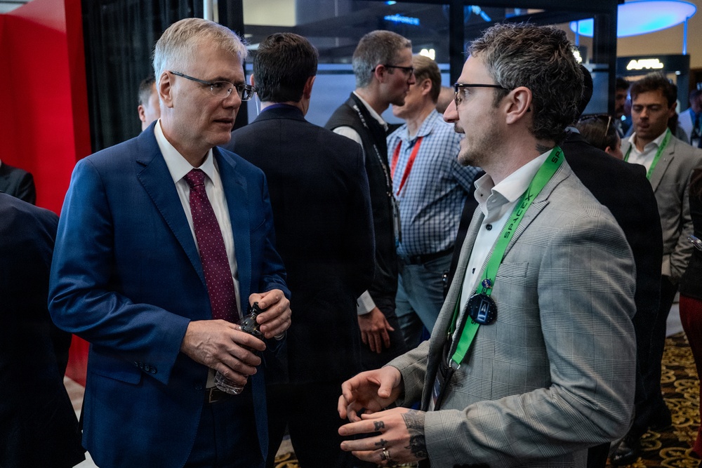 SecAF Troy E. Meink meets with the Director of the Space Force Front Door, Victor Vigliotti at Space Symposium
