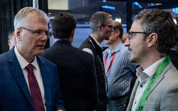 SecAF Troy E. Meink meets with the Director of the Space Force Front Door, Victor Vigliotti at Space Symposium