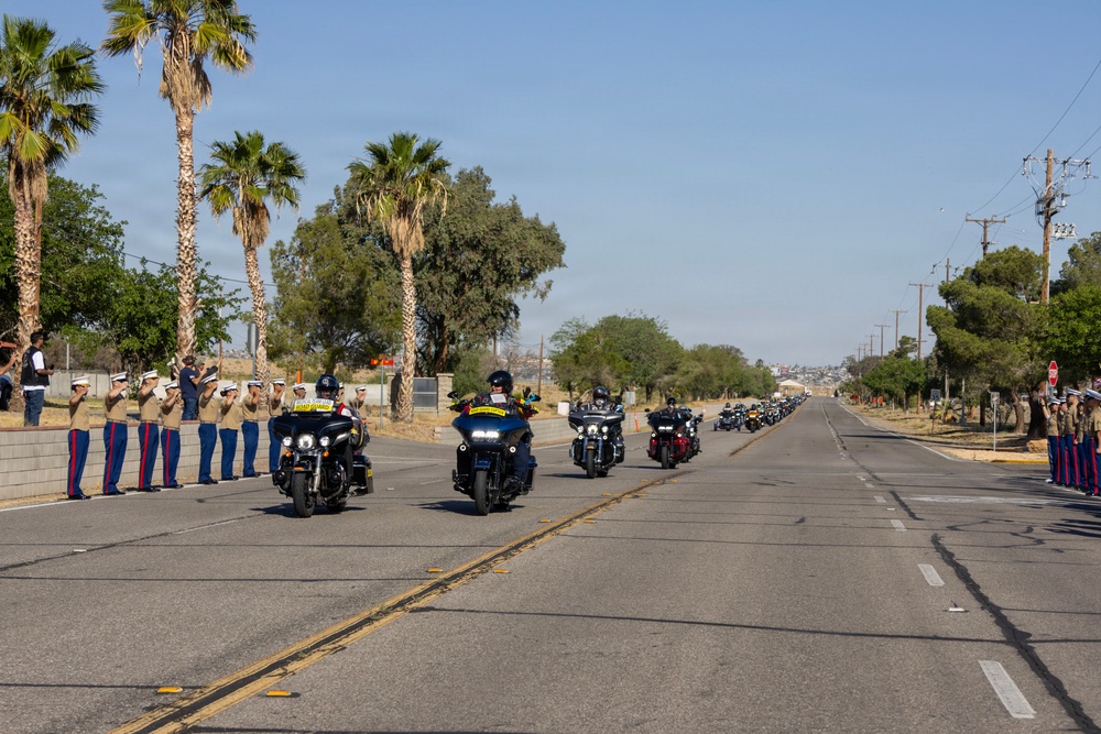 Run for the Wall ride from California to the Vietnam Memorial wall in DC aboard Marine Corps Logistics Base Barstow, California, May 13.