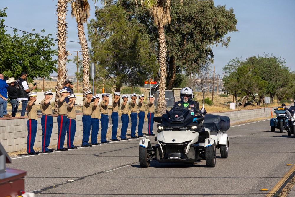 Run for the Wall ride from California to the Vietnam Memorial wall in DC aboard Marine Corps Logistics Base Barstow, California, May 13