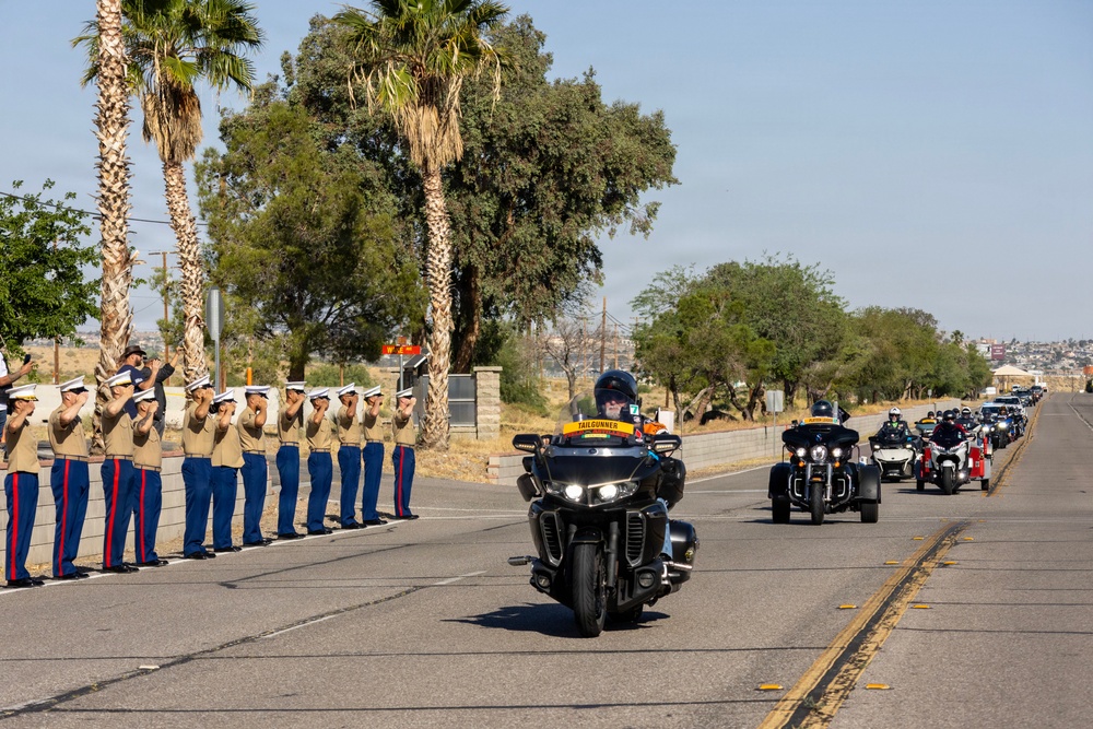 Run for the Wall ride from California to the Vietnam Memorial wall in DC aboard Marine Corps Logistics Base Barstow, California, May 13