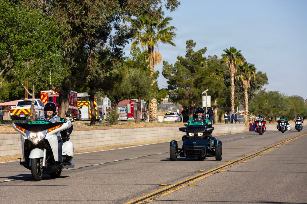 Run for the Wall ride from California to the Vietnam Memorial wall in DC aboard Marine Corps Logistics Base Barstow, California, May 13