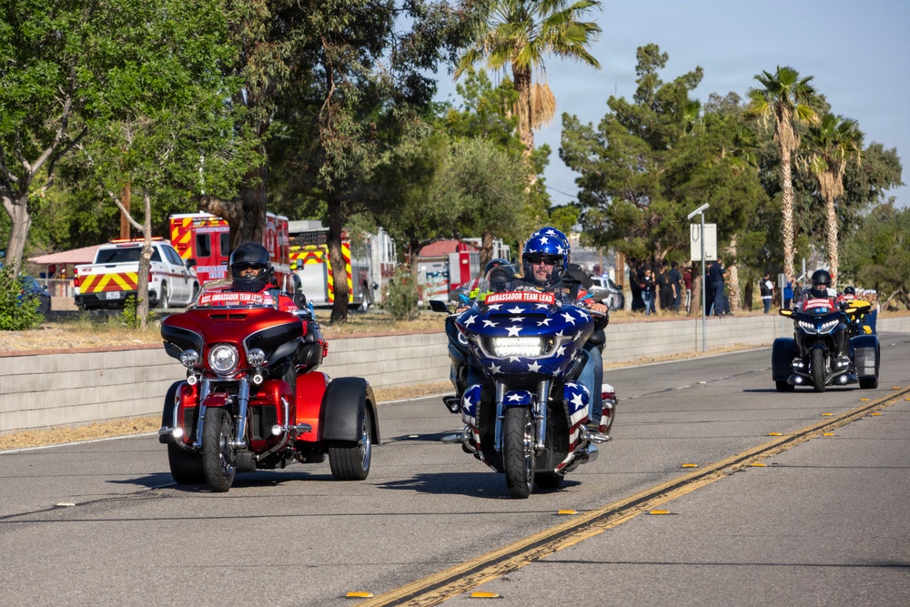 Run for the Wall ride from California to the Vietnam Memorial wall in DC aboard Marine Corps Logistics Base Barstow, California, May 13