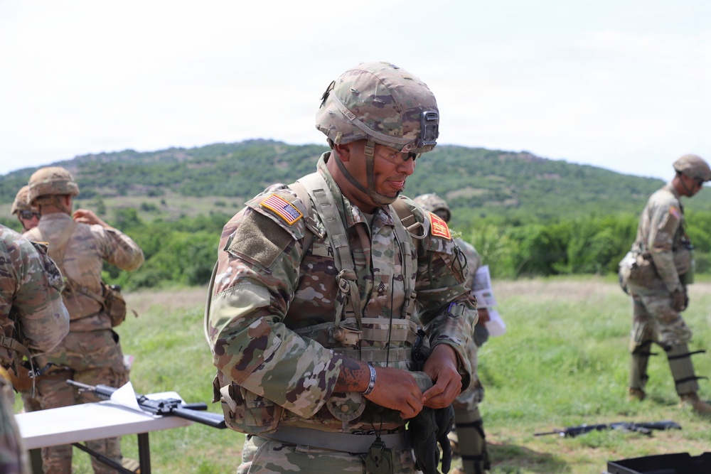 Best Redleg Competitors from 1st Armored Division Artillery complete the day land navigation portion of the 2026 Best Redleg Competition