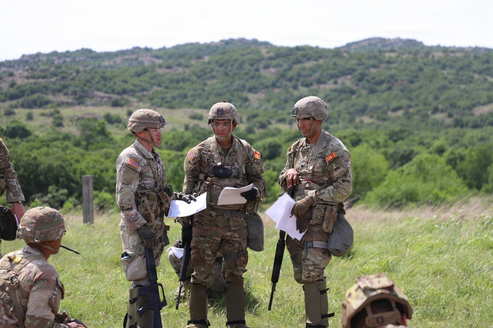 Best Redleg Competitors from 1st Armored Division Artillery complete the day land navigation portion of the 2026 Best Redleg Competition