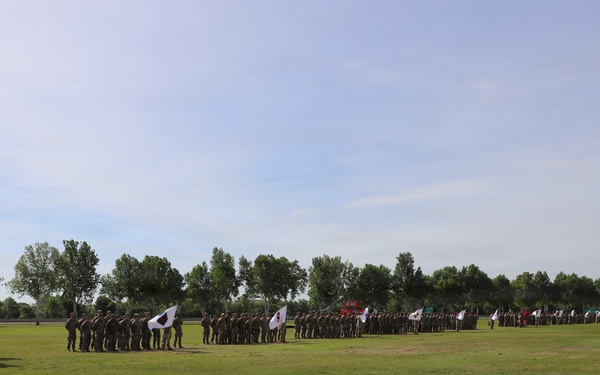 Best Redleg Competitors from 1st Armored Division Artillery during the Opening Ceremony of the 2026 Best Redleg Competition in Fort Sill, Oklahoma