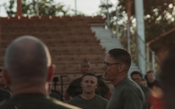 Sgt. Maj. Carlos A. Ruiz conducts physical training aboard MCAGCC
