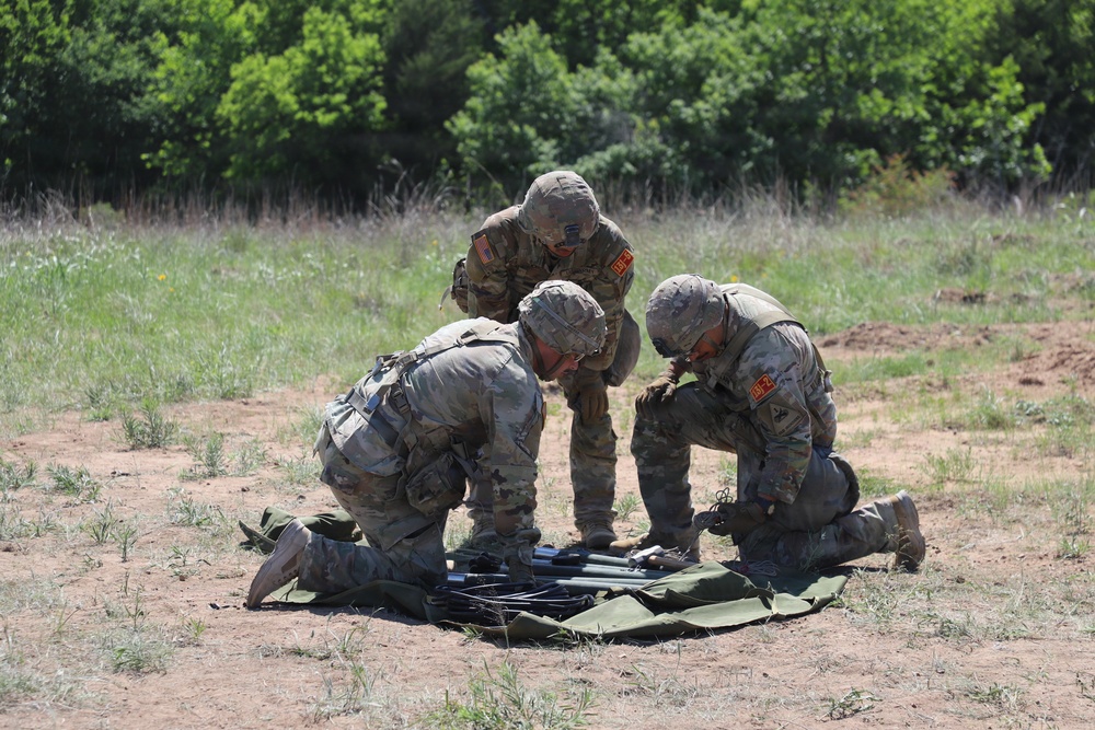 13J Best Redleg Competitors from 1st Armored Division Artillery compete in MOS specific lanes during the 2026 Best Redleg Competition at Fort Sill, Oklahoma