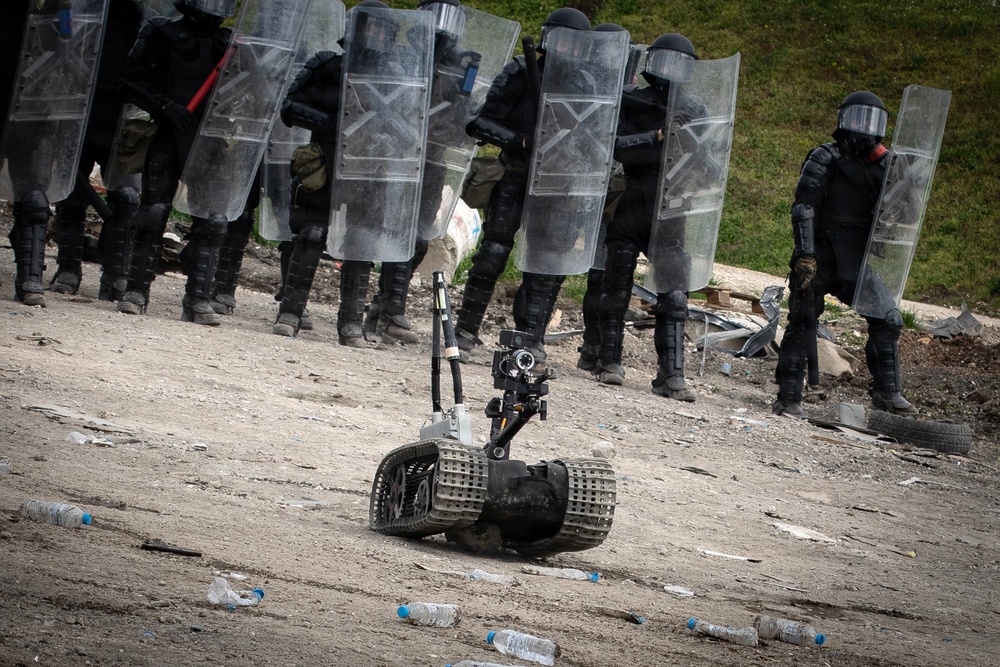 KFOR EOD Soldiers employ Talon 3 robot during training at Camp Novo Selo