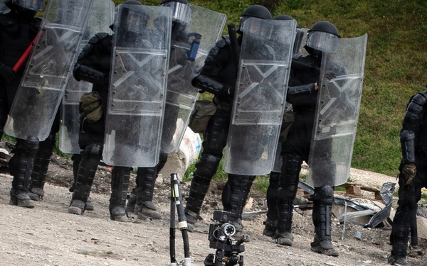 KFOR EOD Soldiers employ Talon 3 robot during training at Camp Novo Selo
