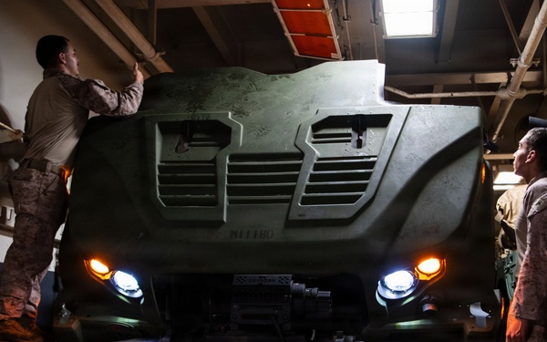 USS Boxer Marines Conduct Vehicle Maintenance