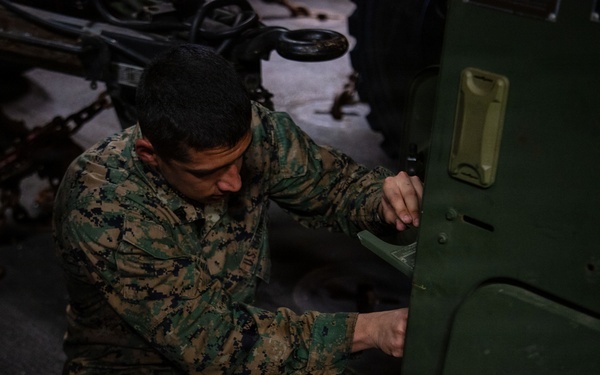 USS Boxer Marines Conduct Vehicle Maintenance