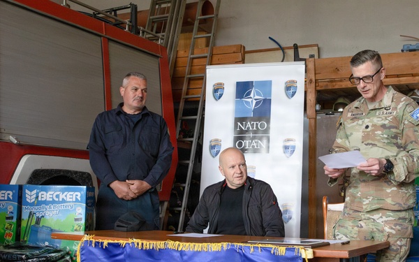 Kosovo Force (KFOR) supports Novo Brdo Fire Brigade with equipment donation