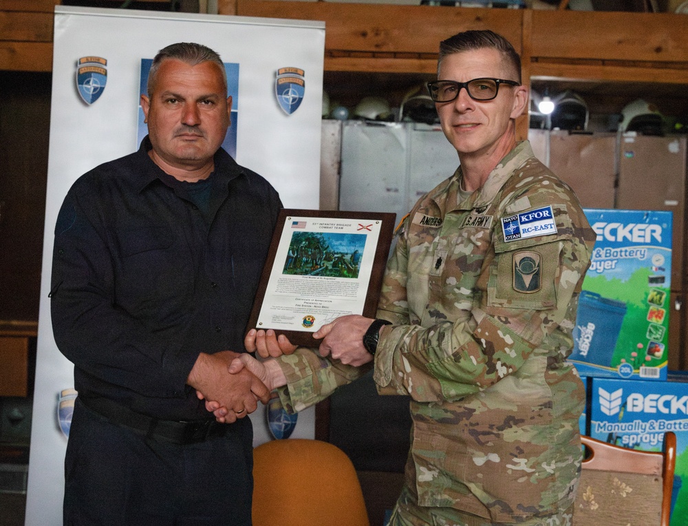 Kosovo Force (KFOR) supports Novo Brdo Fire Brigade with equipment donation