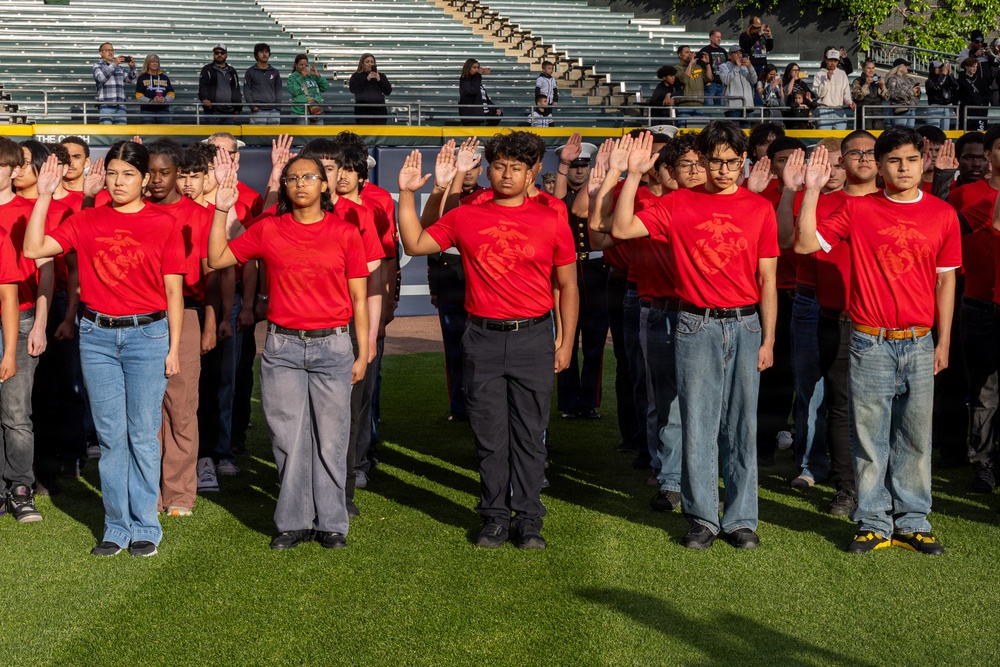 U.S. Marine Corps Poolees Swear-In at Chicago White Sox Game