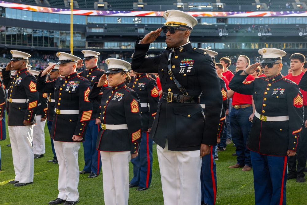U.S. Marine Corps Poolees Swear-In at Chicago White Sox Game