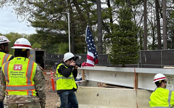Beam signing ceremony at construction site