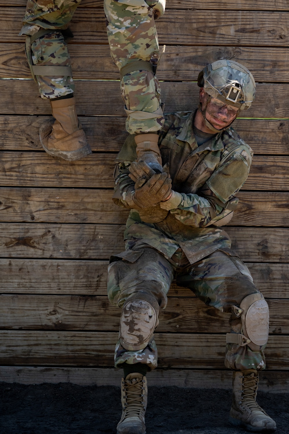 Defenders train over obstacles