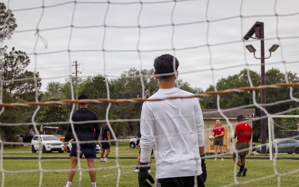Marines from across the Depot play soccer